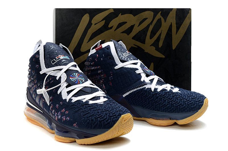 2020 Nike Lebron 17 Deep Blue White Gum Sole Shoes